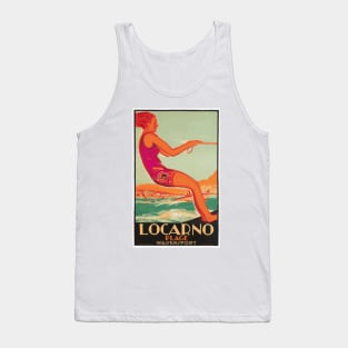 Vintage Travel Poster Design - Locarno, Switzerland - Water Skier Tank Top